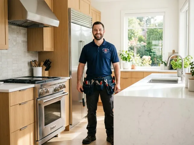 Appliance Repair Hero technician in a Aiken, SC kitchen after an appliance repair